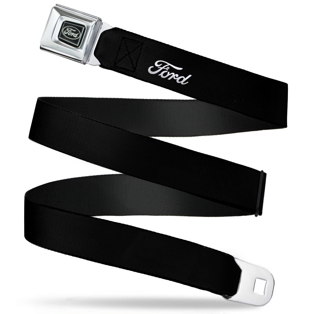 4455 Seatbelt Belt - FORD Script Single Black/White - 1.5" Wide - 24-38